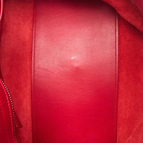 Yves Saint Laurent Red Calfskin Leather Small Cabas ChYc Bag - Picture 10 of 12